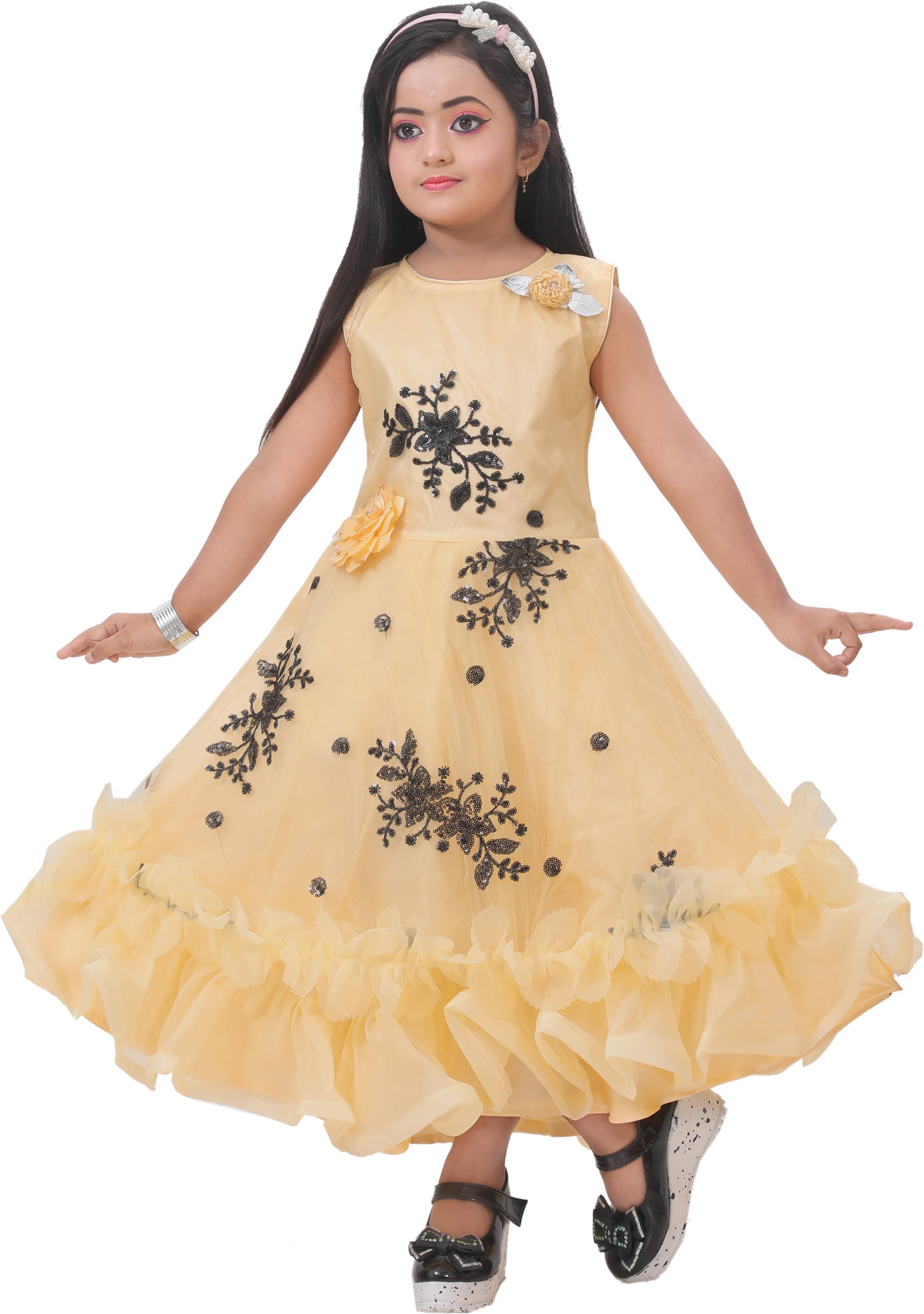 DS DRESSES Net Gown For Girls ( Pack of 1 , Cream ) DS DRESSES Net Gown For Girls ( Pack of 1 , Cream )