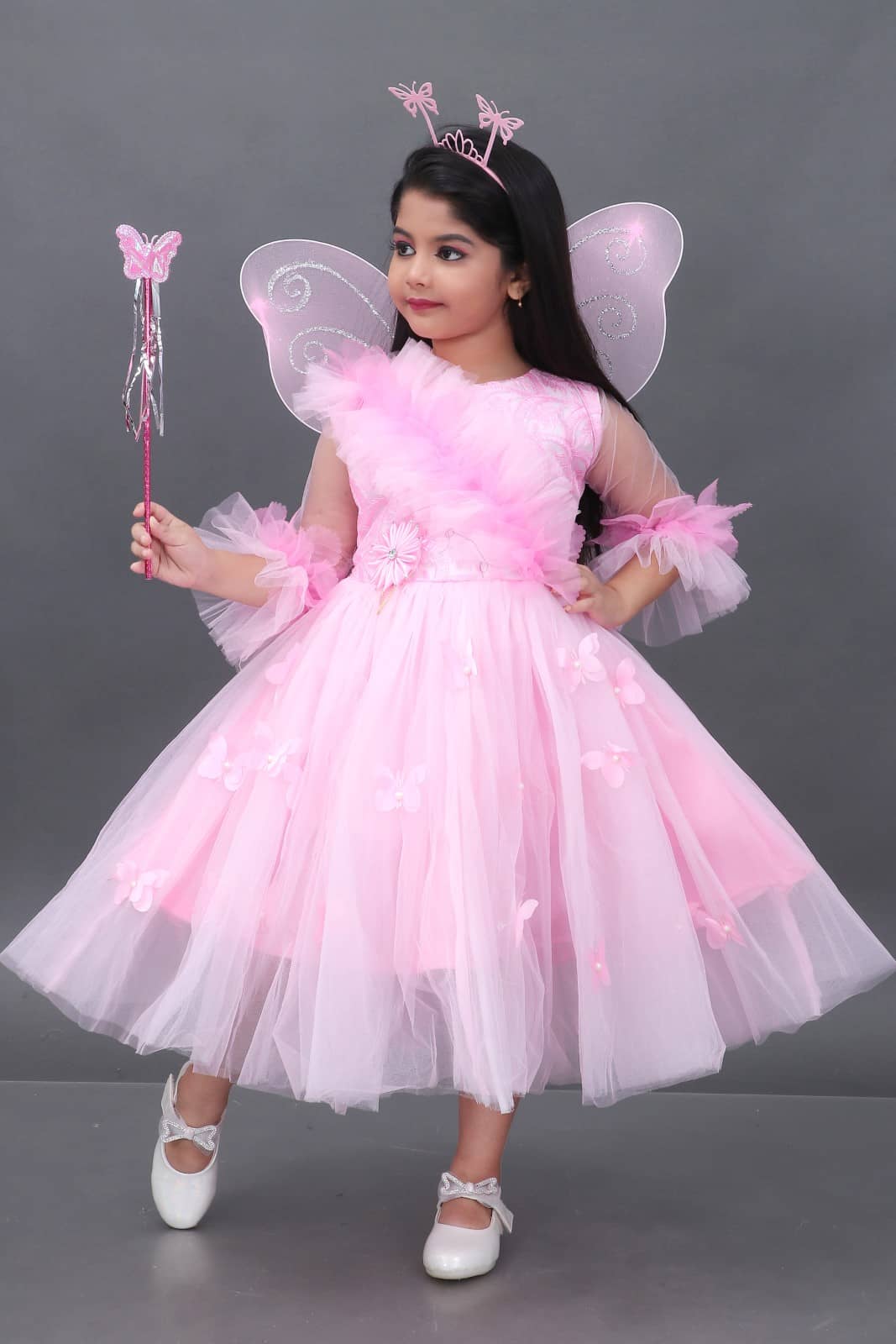DS DRESSES Net Gown For Girls ( Pack of 1 , Pink )