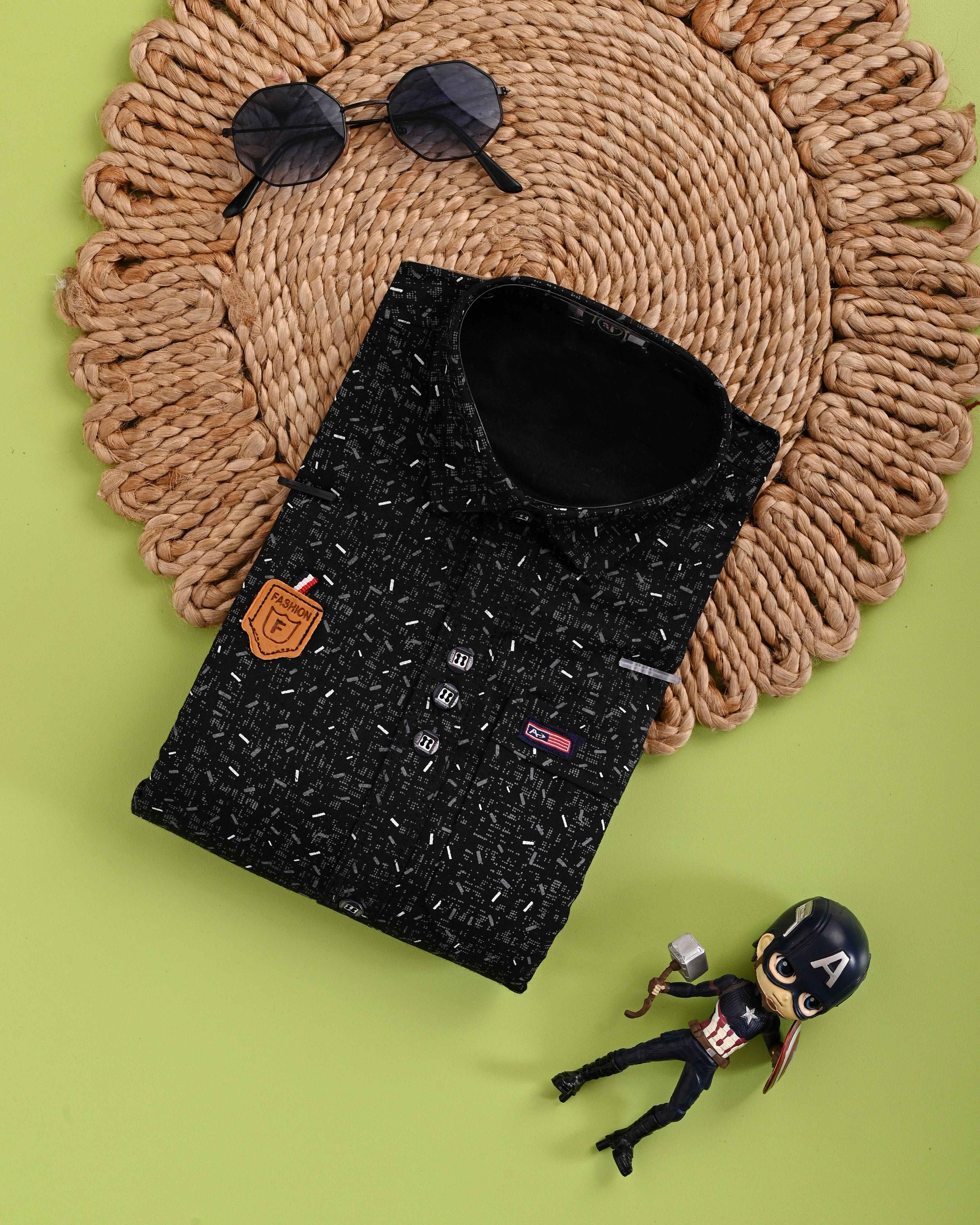     			DS DRESSES Pack of 1 Boys Cotton Blend Full Sleeves Shirt ( Black )