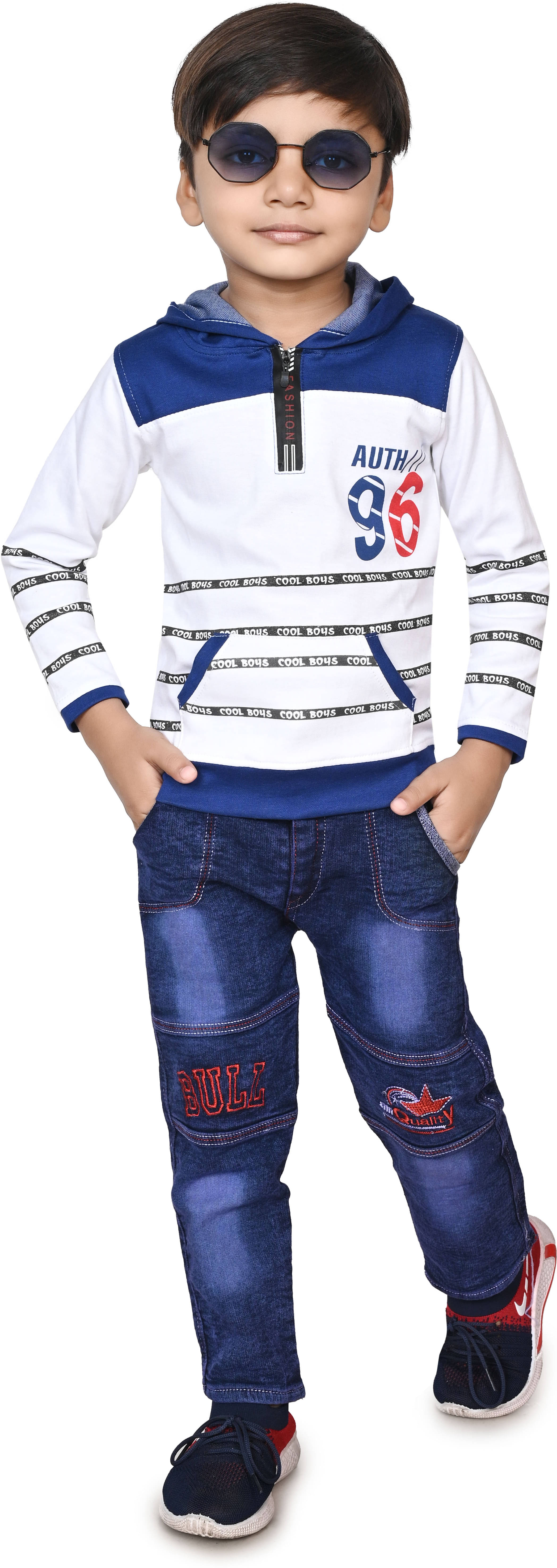     			DS DRESSES Pack of 1 Boys Cotton Blend T-Shirt & Pants Set ( Blue )