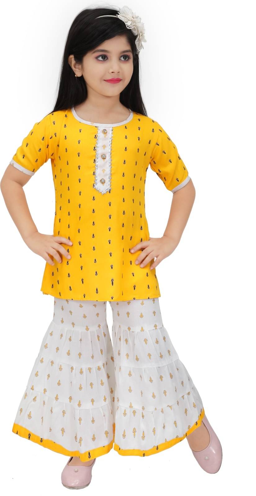 DS DRESSES Pack of 1 Girls Cotton Blend T-shirt & Pants ( Yellow ) DS DRESSES Pack of 1 Girls Cotton Blend T-shirt & Pants ( Yellow )