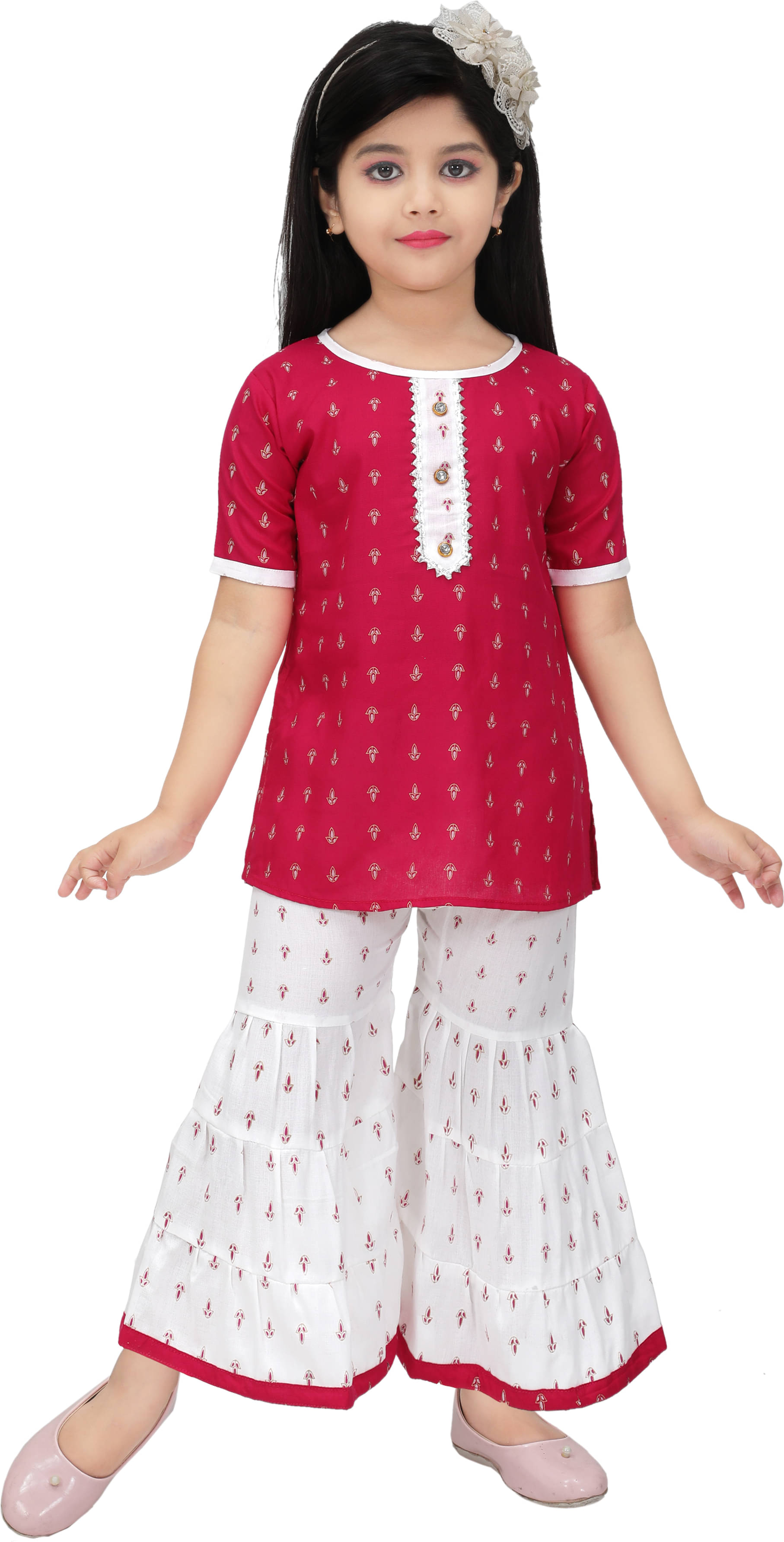     			DS DRESSES Pack of 1 Girls Cotton Blend T-shirt & Pants ( Pink )