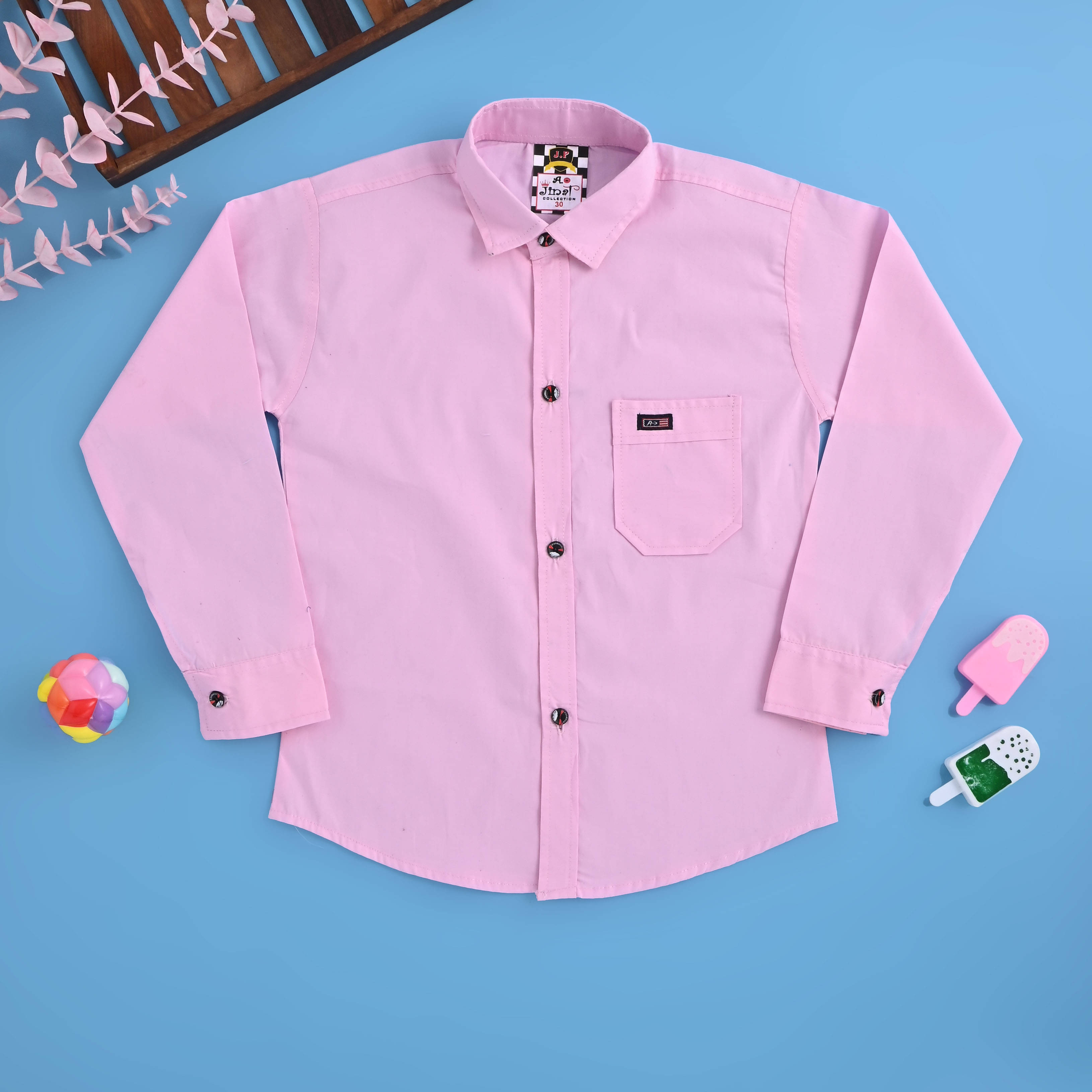 DS DRESSES Pack of 1 Boys Cotton Blend Full Sleeves Shirt ( Pink ) DS DRESSES Pack of 1 Boys Cotton Blend Full Sleeves Shirt ( Pink )