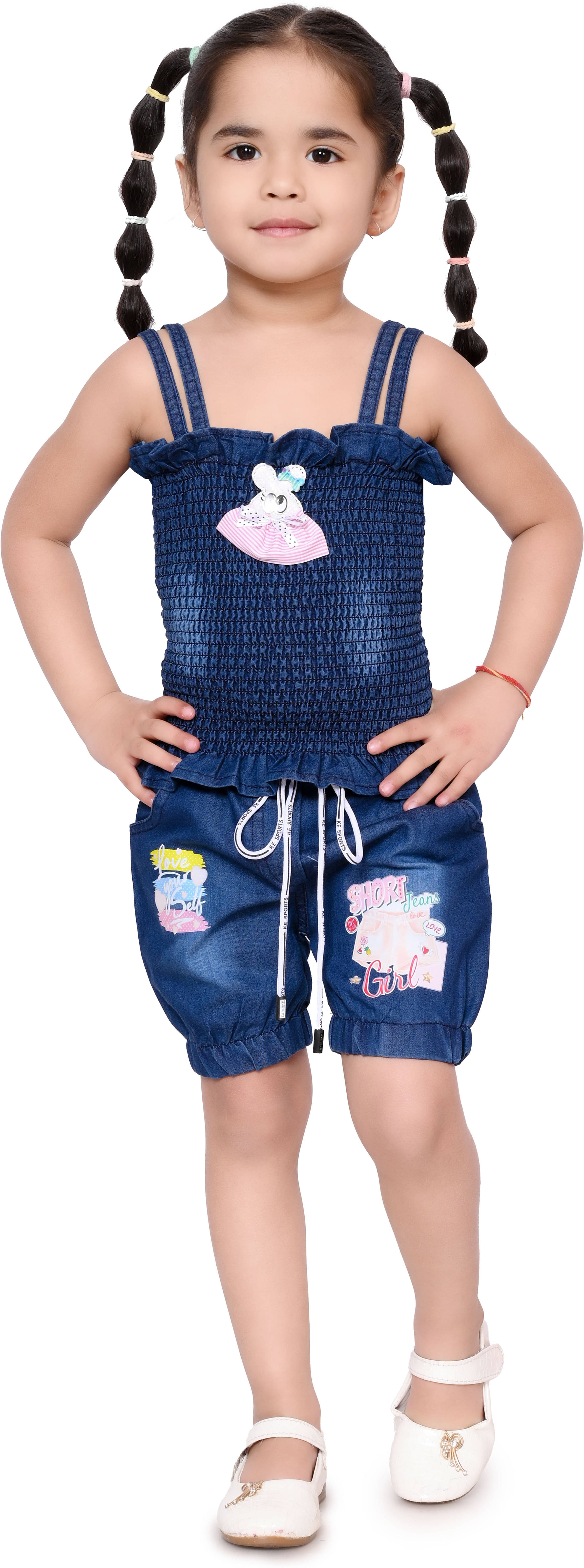     			DS DRESSES Pack of 1 Girls Denim T-shirt & Shorts ( Blue )
