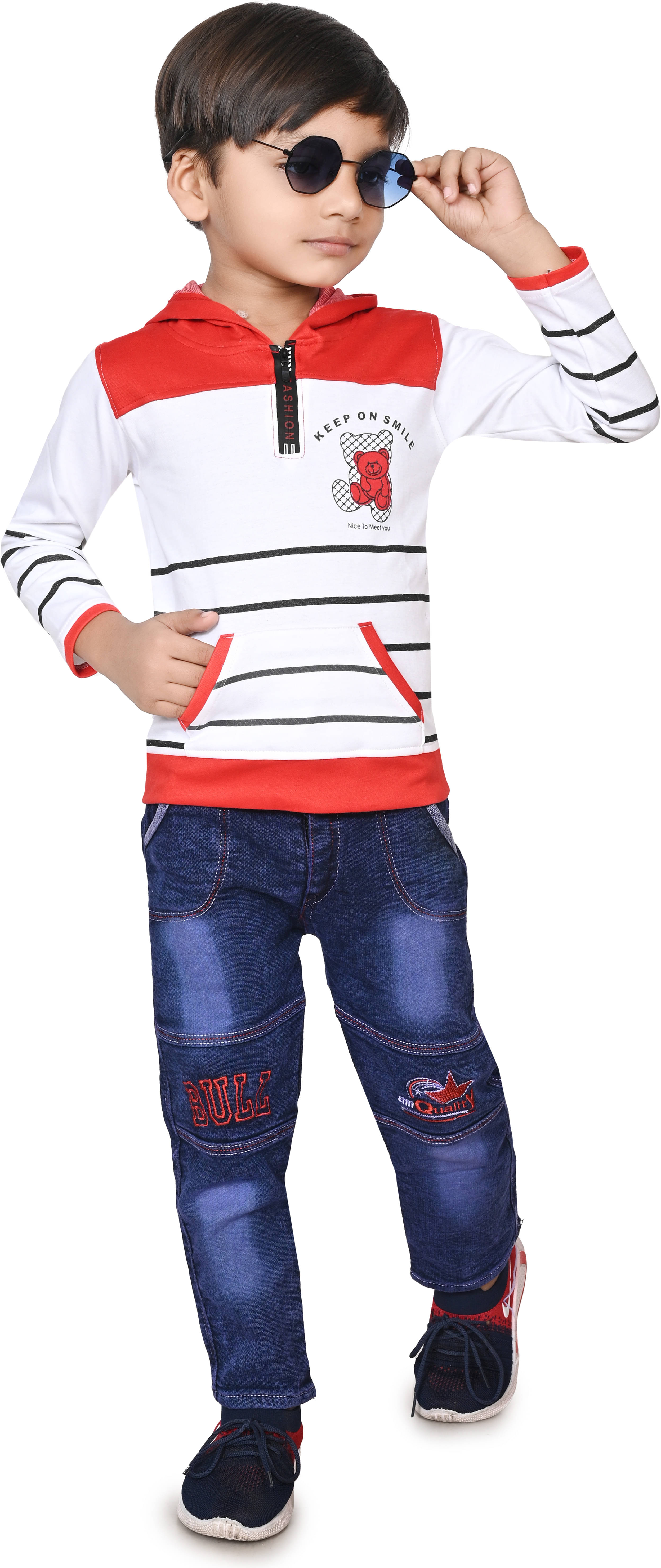     			DS DRESSES Pack of 1 Boys Cotton Blend T-Shirt & Pants Set ( Red )