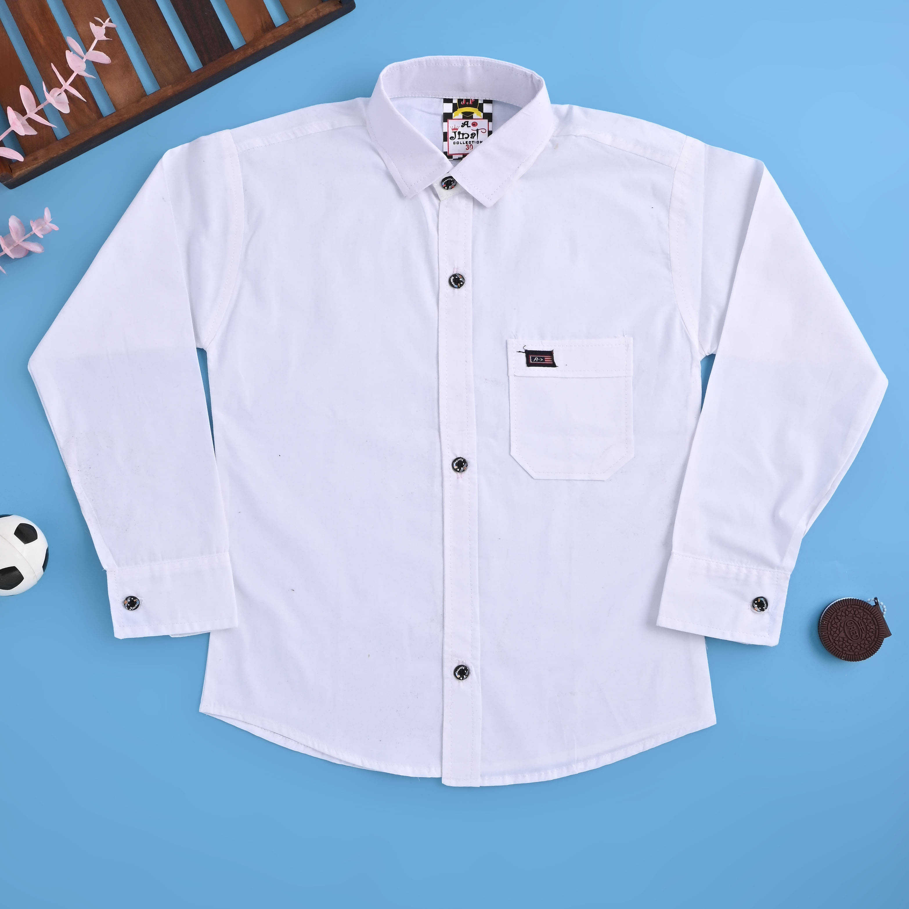 DS DRESSES Pack of 1 Boys Cotton Blend Full Sleeves Shirt ( White ) DS DRESSES Pack of 1 Boys Cotton Blend Full Sleeves Shirt ( White )