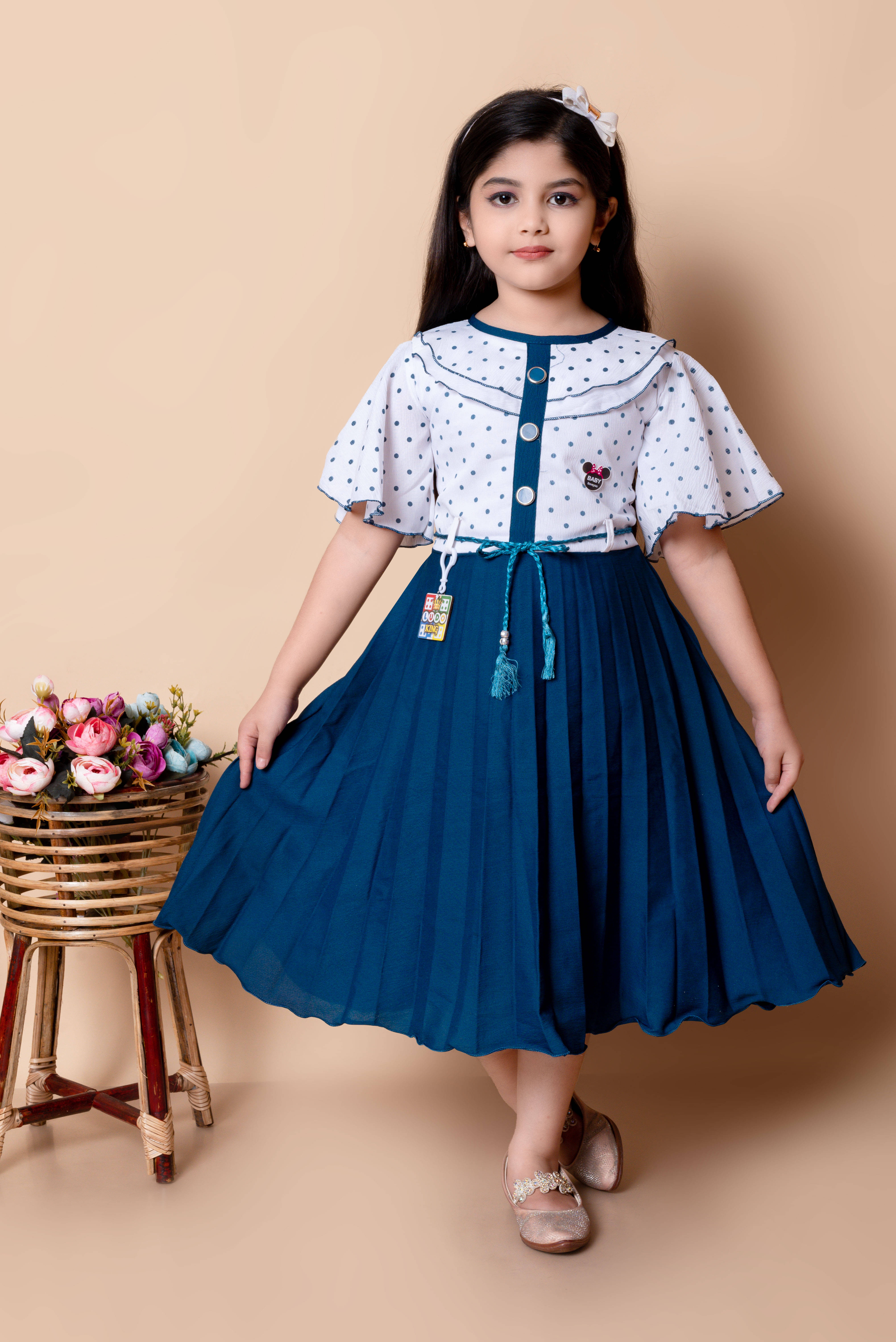     			DS DRESSES Silk Dress For Girls ( Pack of 1 , Blue )