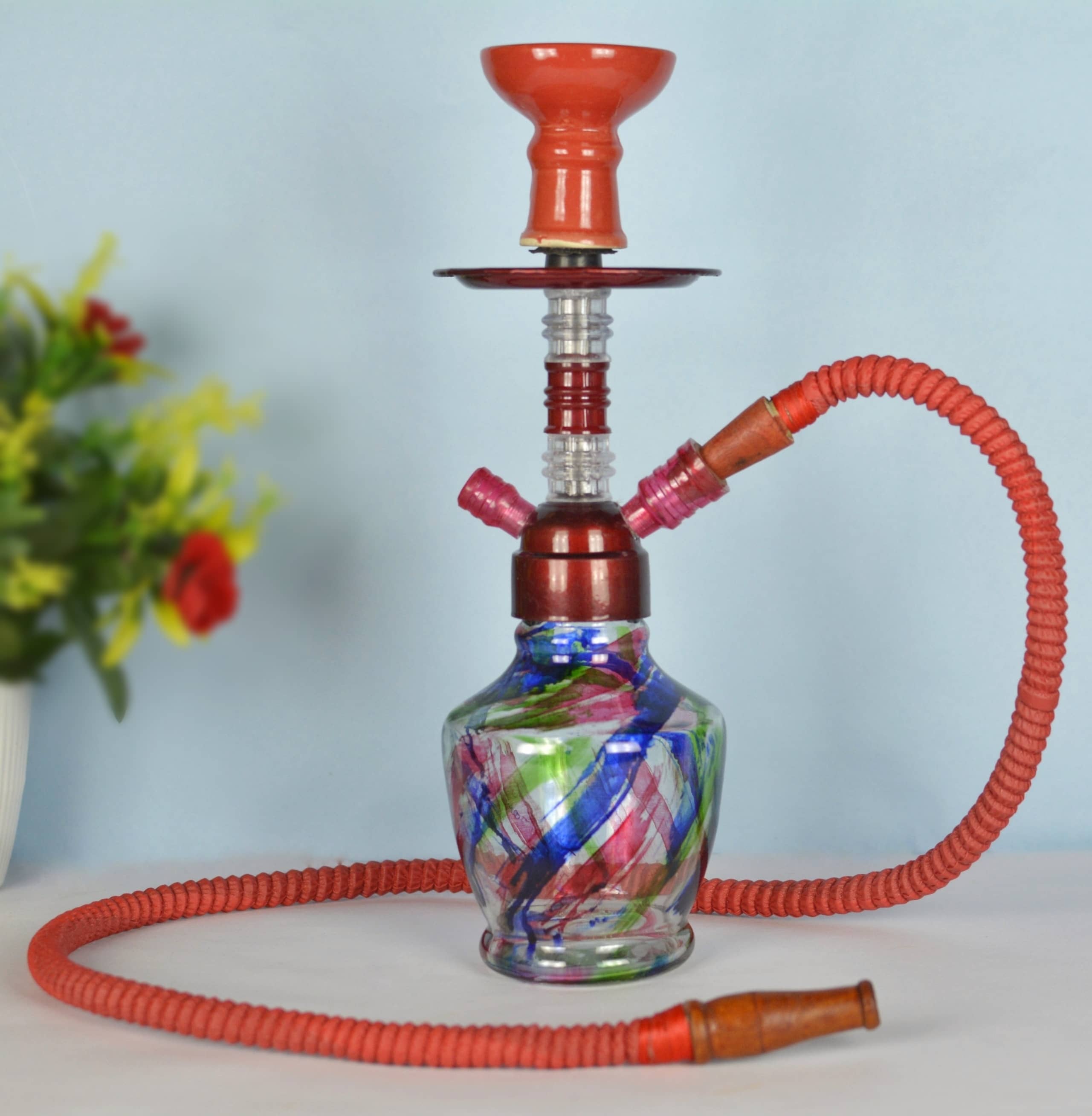 Fashion Bizz Red Color 9 inch Glass Hookah
