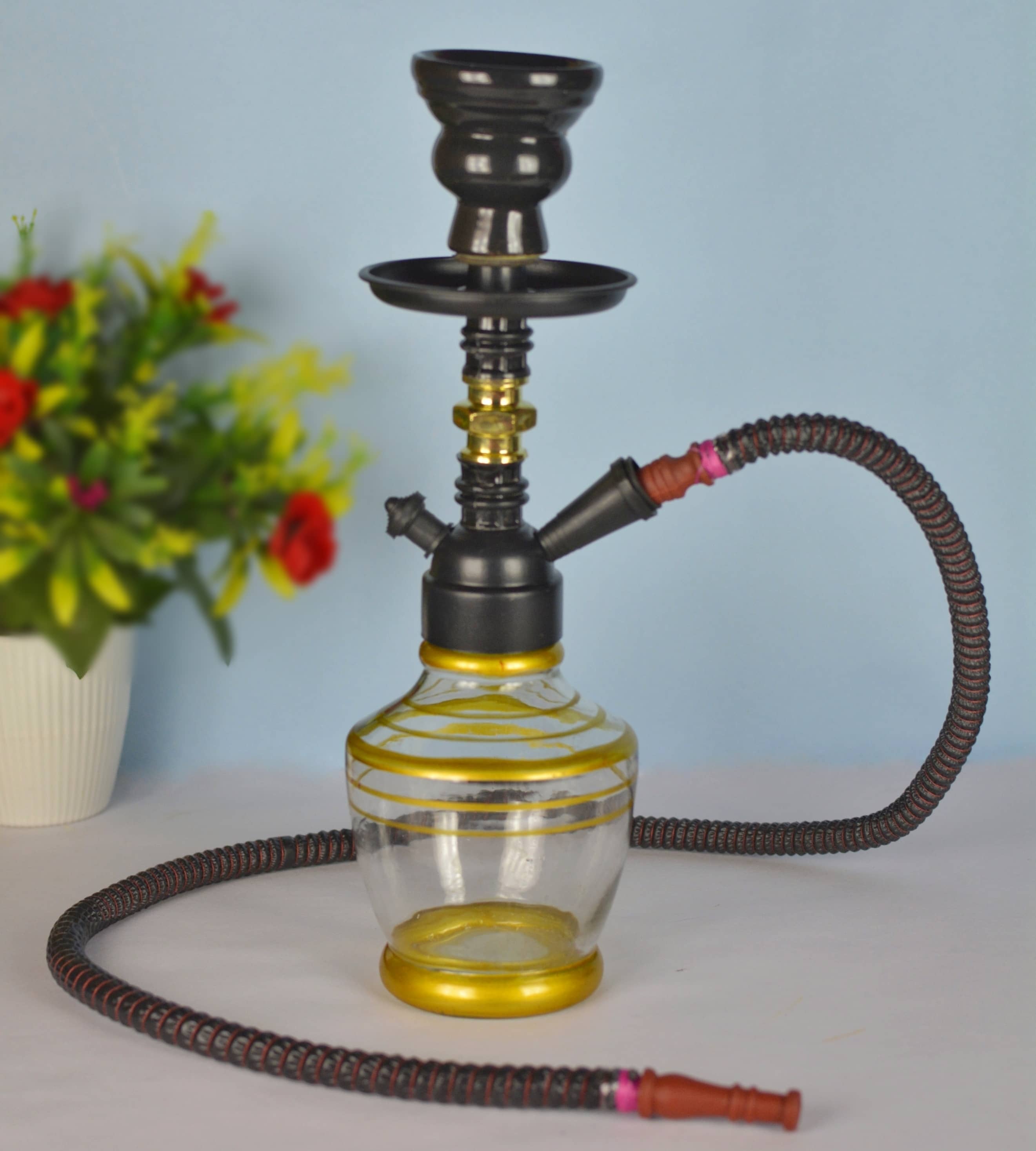 Fashion Bizz Yellow Color 9 inch Glass Hookah