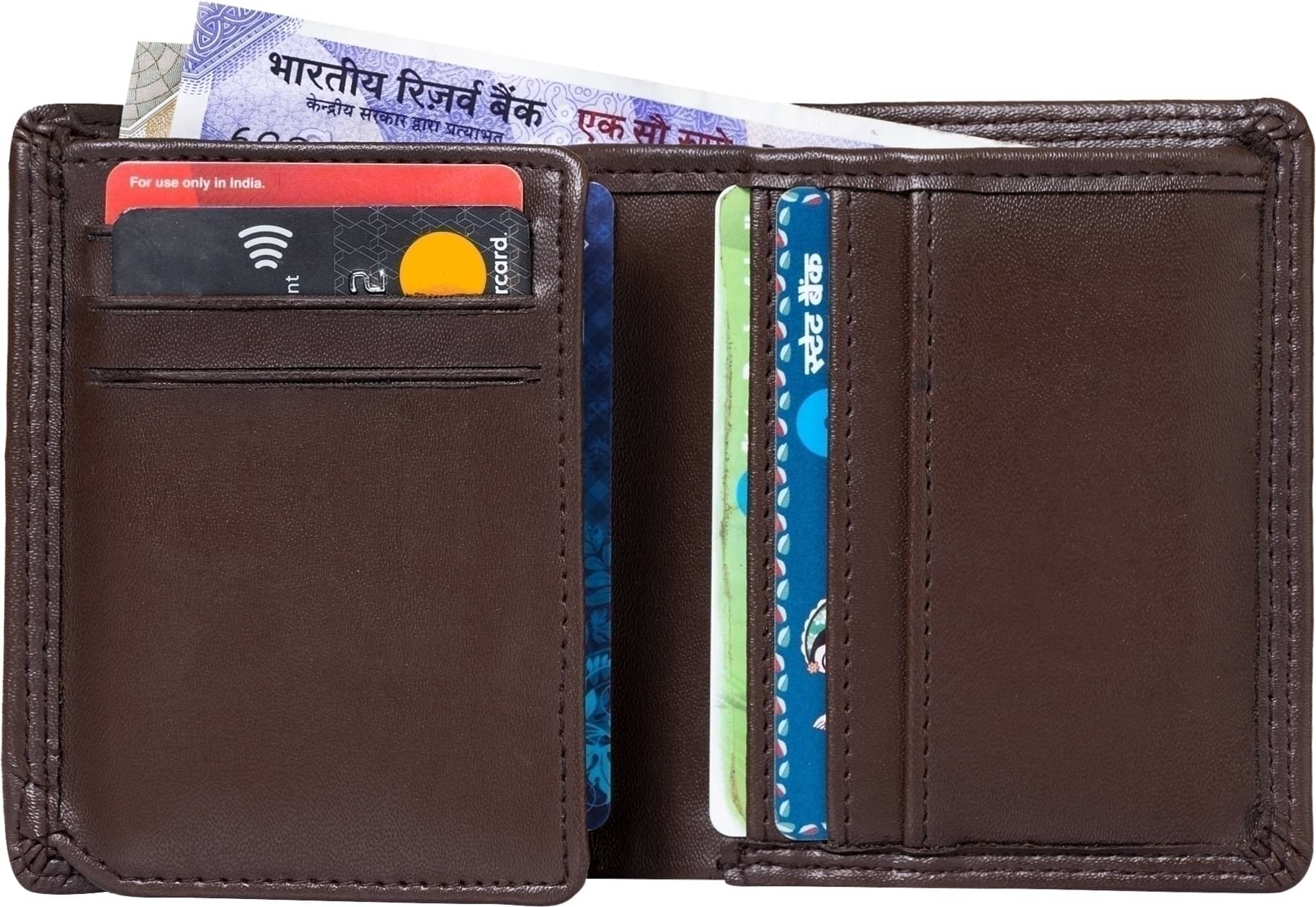     			HIDEFLIX PU Solid Men's Regular Wallet With 10 Slots For Card ( Brown , Pack of 1 )