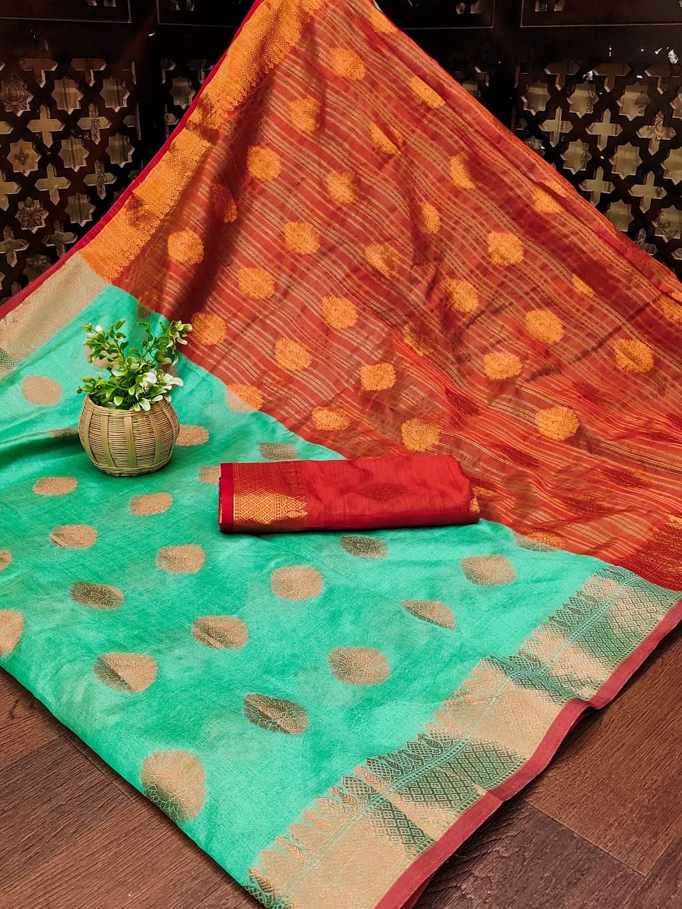 IndShopMart Asaam Silk Woven Saree With Unstitched Blouse Piece ( Rama ) IndShopMart Asaam Silk Woven Saree With Unstitched Blouse Piece ( Rama )