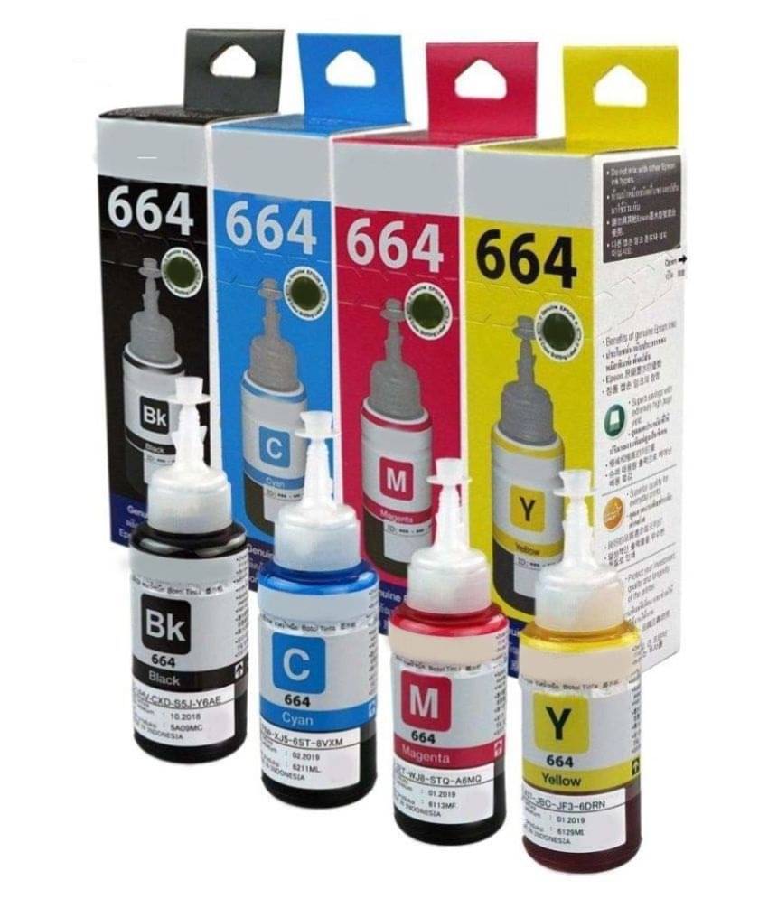     			KALAR 664 L380 EPS0N Multicolor Ink ( 70 ml ) Pack of 4 For 664 Ink For Use With L110, L200, L210, L300, L350, L355, L550, T7741,M100 M199