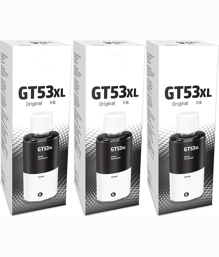 KALAR GT53XL Black Ink ( 135 ml ) Pack of 3 For H_P DeskJet GT 5800 series, H_P Ink Tank 100/ 300/ 400 series, H_P Smart Tank 200 / 500 / 700 series