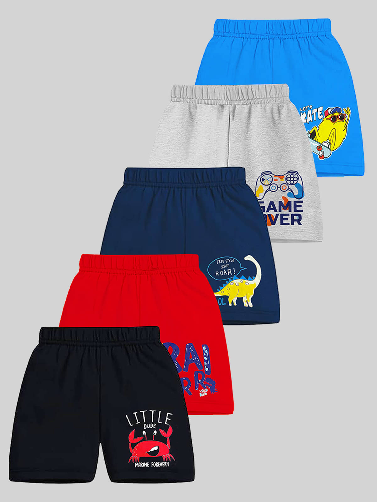     			Kuchipoo Pack of 5 Cotton Blend Shorts For Boys ( Multicolor 13 )
