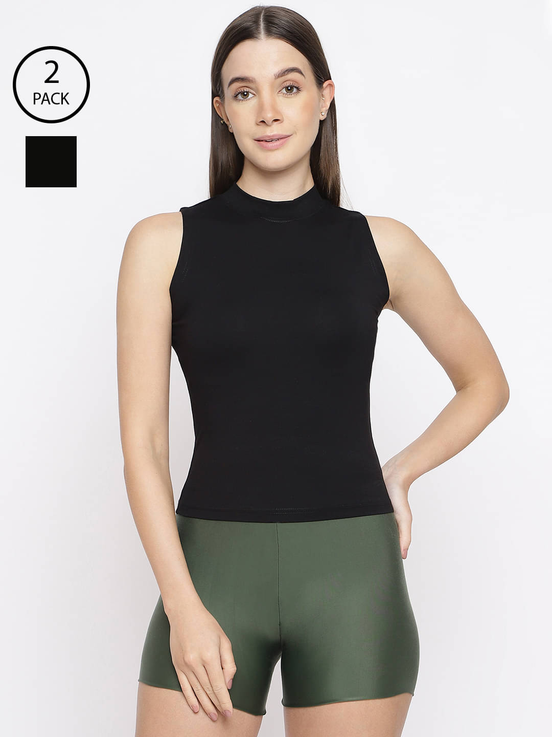 La Intimo Pack of 2 Cotton Lycra Tank Top ( Black )     			La Intimo Pack of 2 Cotton Lycra Tank Top ( Black )