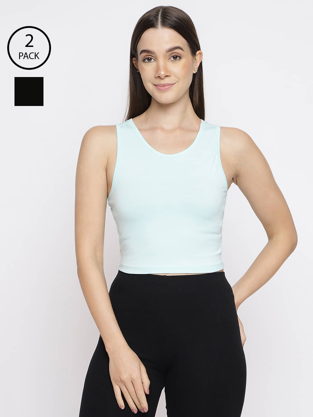     			La Intimo Pack of 2 Cotton Lycra Tank Top ( Multicolor )