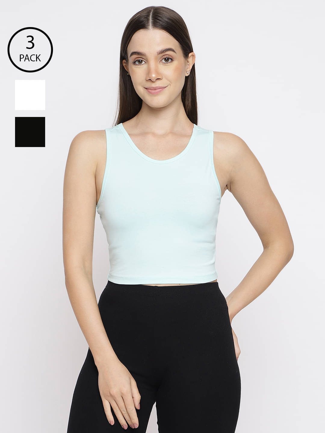     			La Intimo Pack of 3 Cotton Lycra Tank Top ( Multicolor )