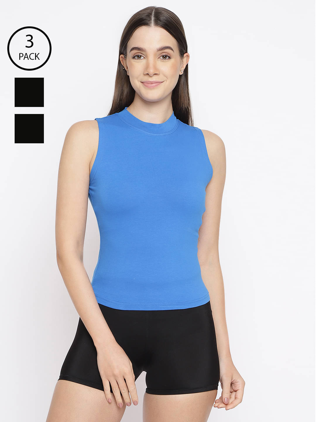     			La Intimo Pack of 3 Cotton Lycra Tank Top ( Multicolor )