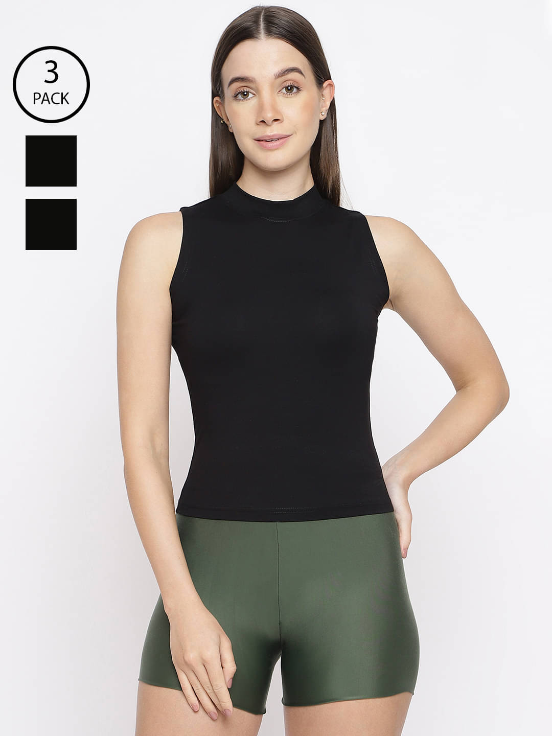 La Intimo Pack of 3 Cotton Lycra Tank Top ( Black ) La Intimo Pack of 3 Cotton Lycra Tank Top ( Black )