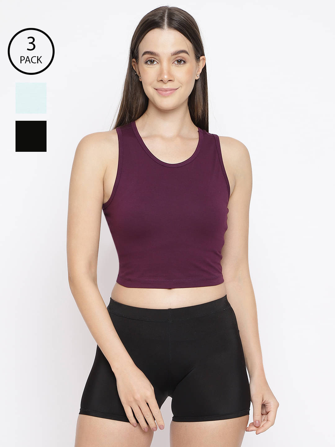     			La Intimo Pack of 3 Cotton Lycra Tank Top ( Multicolor )
