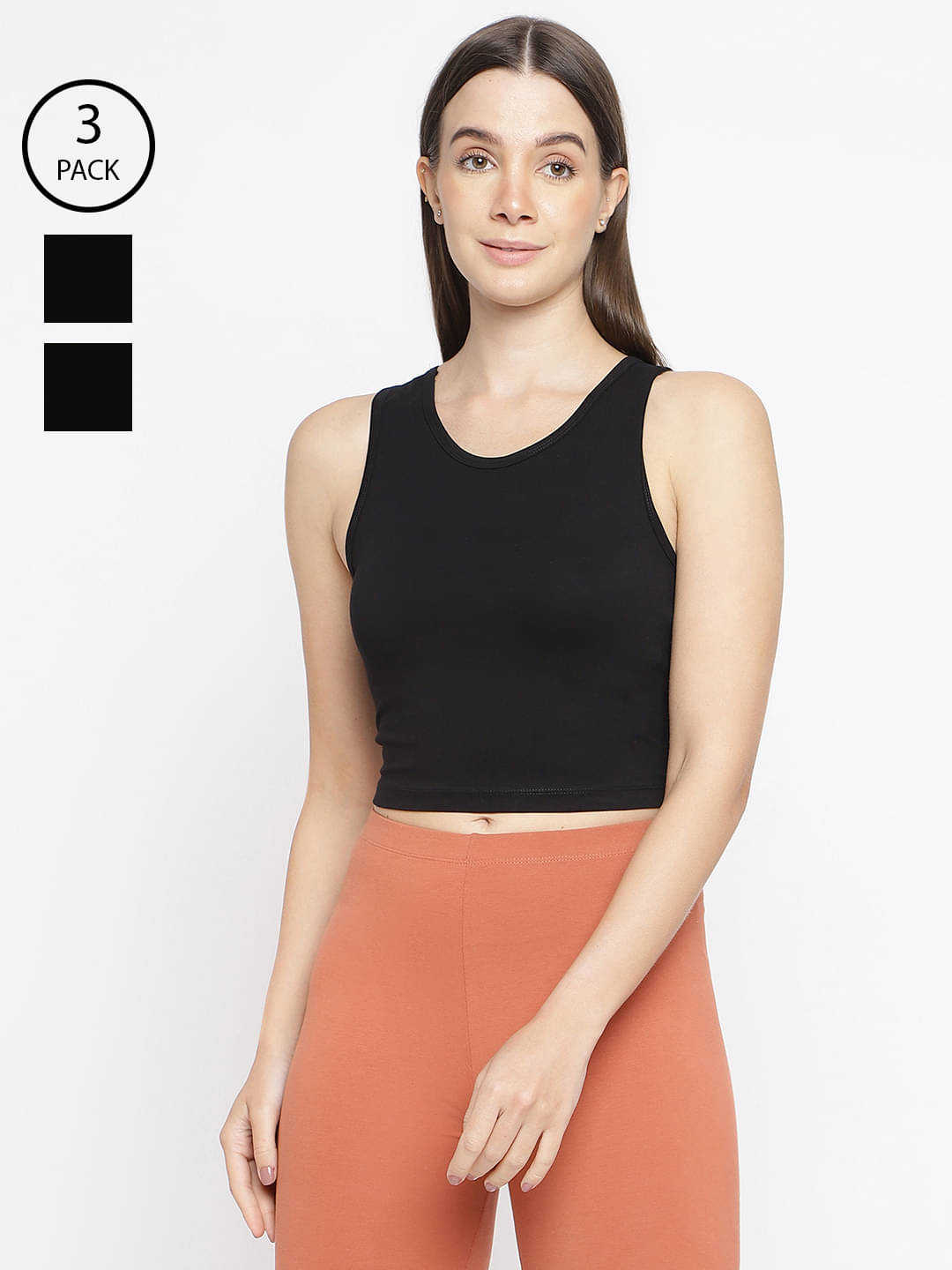 La Intimo Pack of 3 Cotton Lycra Tank Top ( Black ) La Intimo Pack of 3 Cotton Lycra Tank Top ( Black )