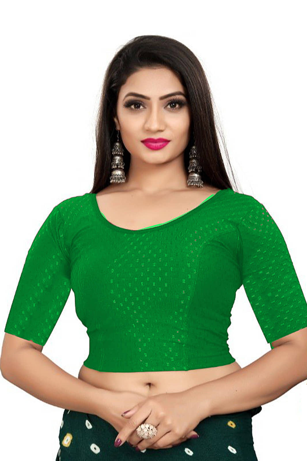 Laadli Green Readymade without Pad Cotton Blend Women's Blouse ( Pack of 1 )
