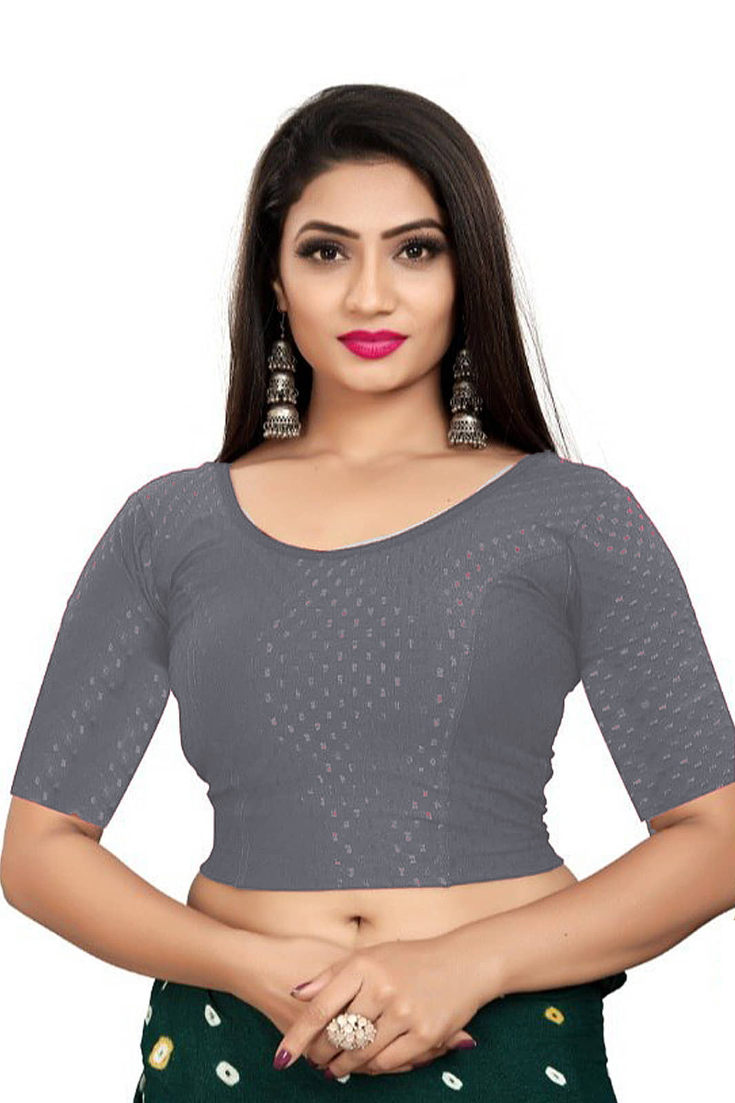 Laadli Grey Readymade without Pad Cotton Blend Women's Blouse ( Pack of 1 )