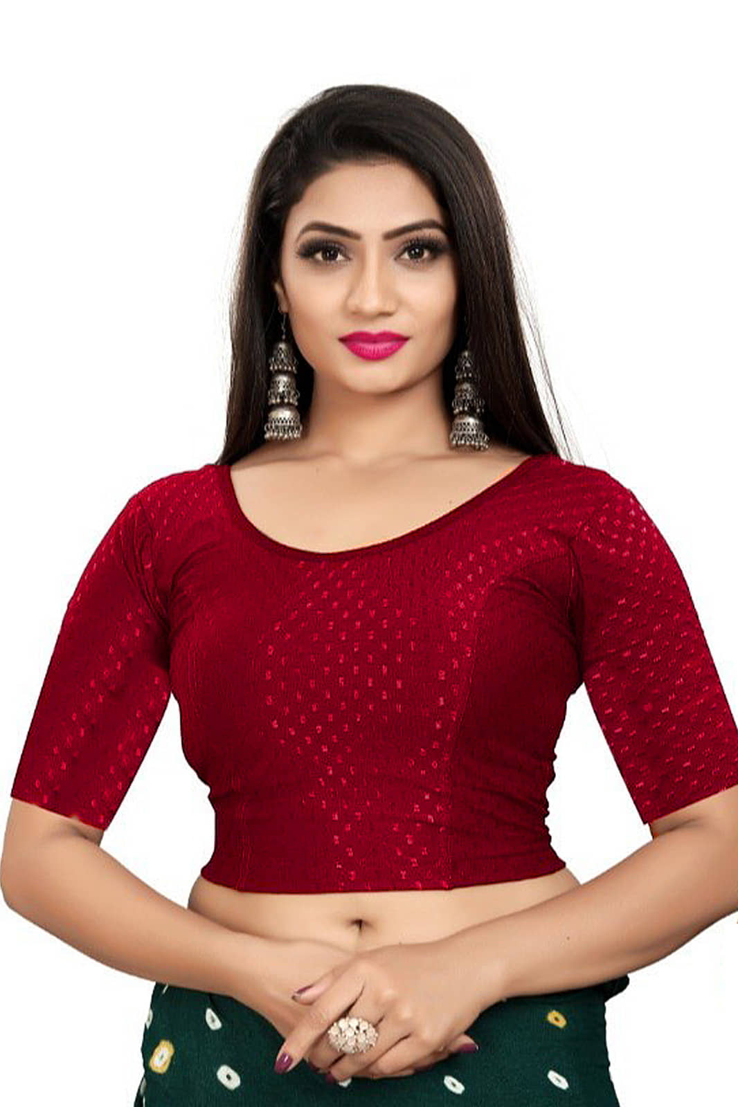Laadli Maroon Readymade without Pad Cotton Blend Women's Blouse ( Pack of 1 )