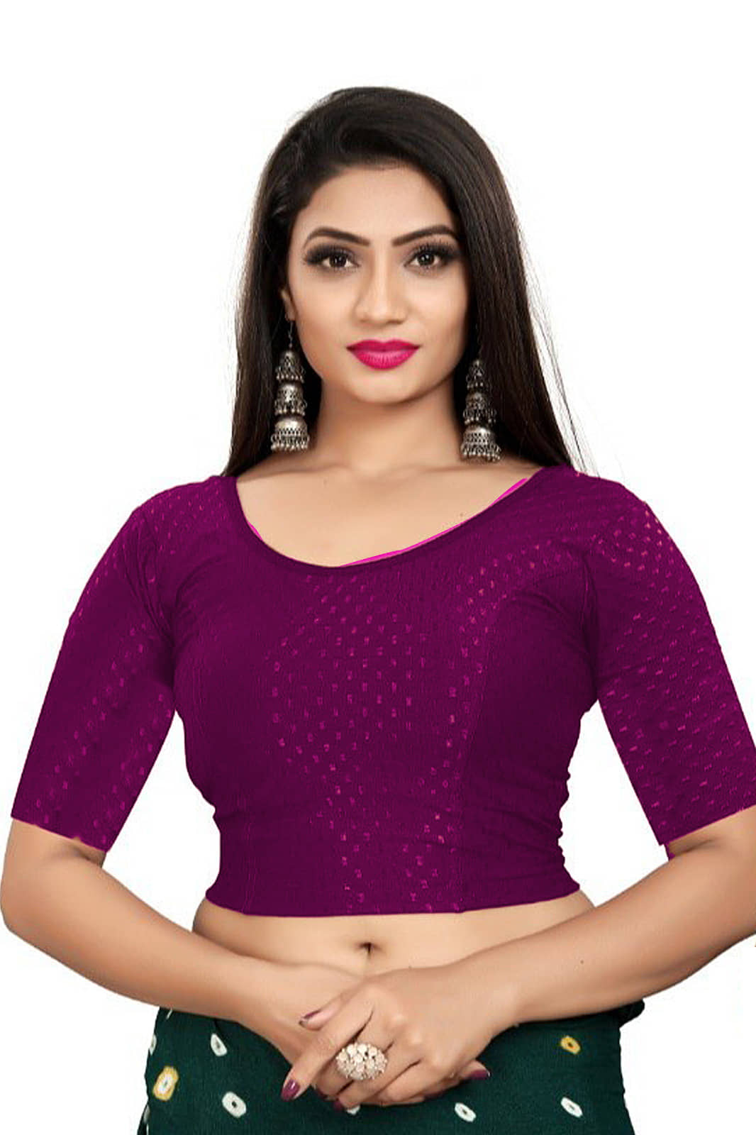 Laadli Purple Readymade without Pad Cotton Blend Women's Blouse ( Pack of 1 )
