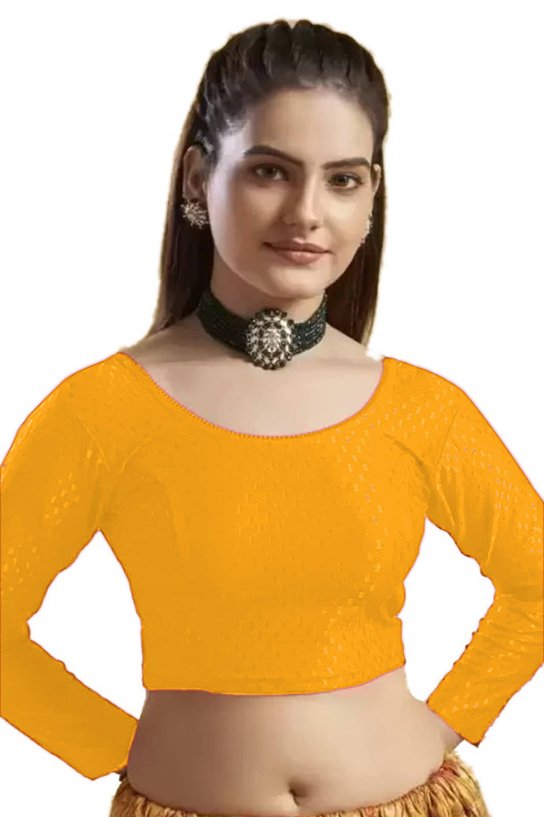 Laadli Yellow Readymade without Pad Cotton Blend Women's Blouse ( Pack of 1 )