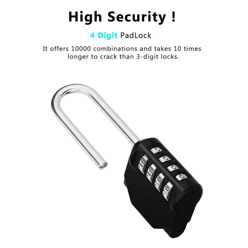     			Luggage Lock 4 Digit Combination Lock,Long Shackle Padlock and Outdoor Waterproof Resettable Padlock Heavy Duty Long Padlock for Lockers