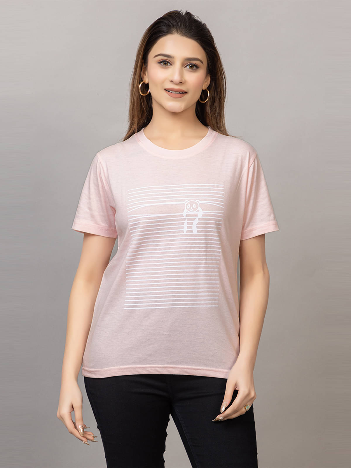 MISDYNAMIC Women Cotton Blend Printed Regular Fit Round Neck T-Shirt ( Pink ) MISDYNAMIC Women Cotton Blend Printed Regular Fit Round Neck T-Shirt ( Pink )
