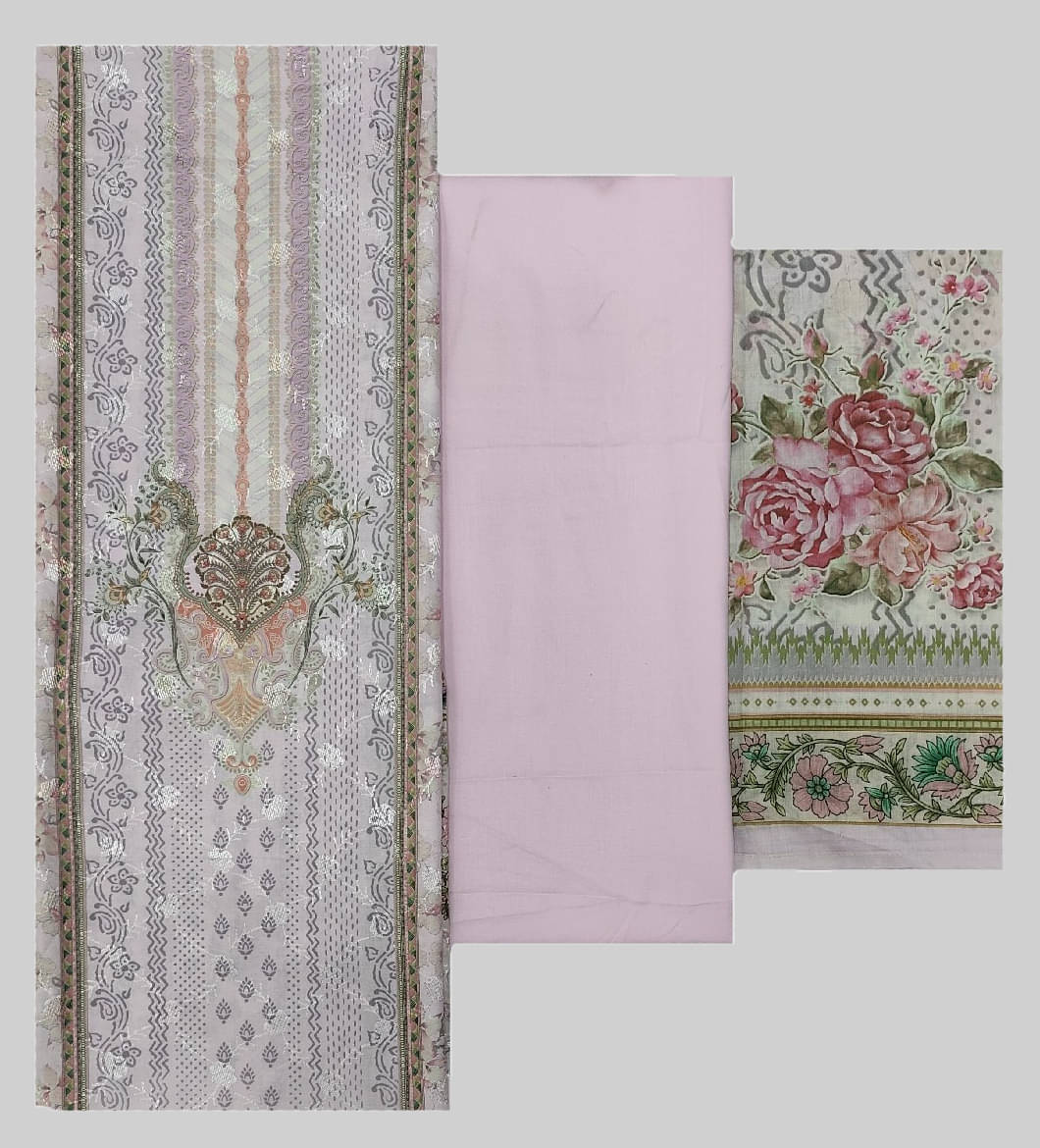     			Soul Essence Unstitched Cotton Printed Dress Material - Pink ( Pack of 1 )