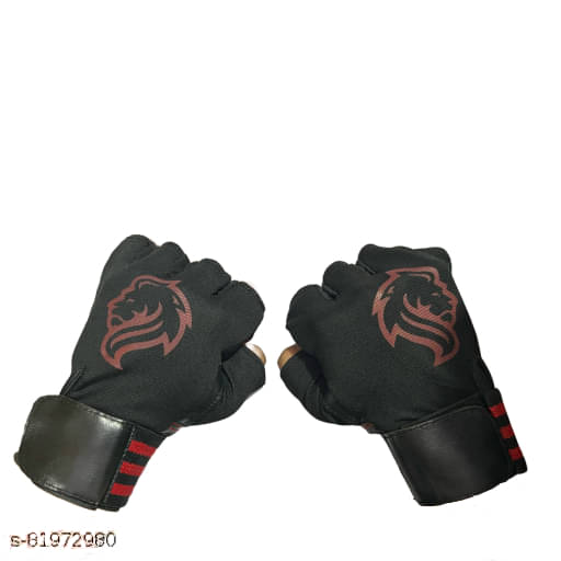     			Spokofit Unisex Leather Gym Gloves For Advanced Fitness Training and Workout With Half-Finger Length
