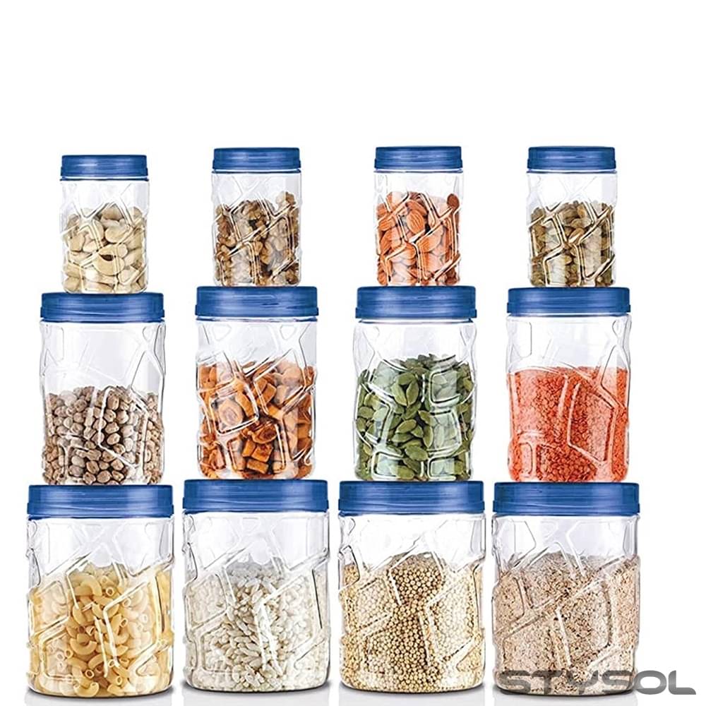     			Stysol 12 Jar Container  Plastic Blue Food Container ( Set of 12 )