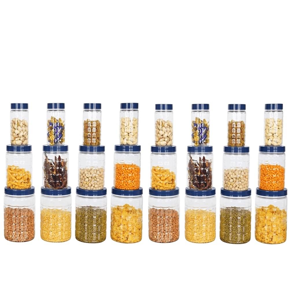     			Stysol 24 Jar Container  Plastic Blue Food Container ( Set of 24 )