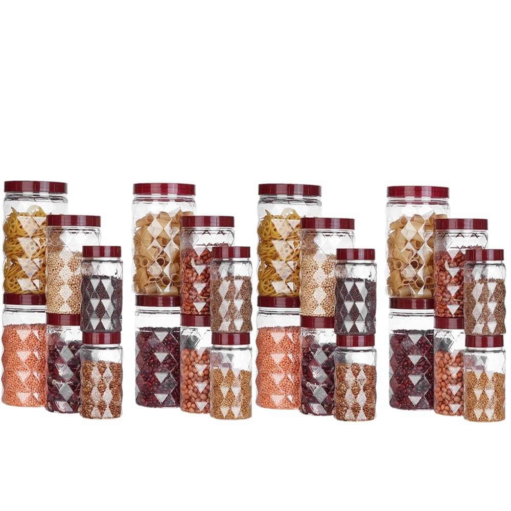     			Stysol 24 Jar Container  Plastic Red Food Container ( Set of 24 )