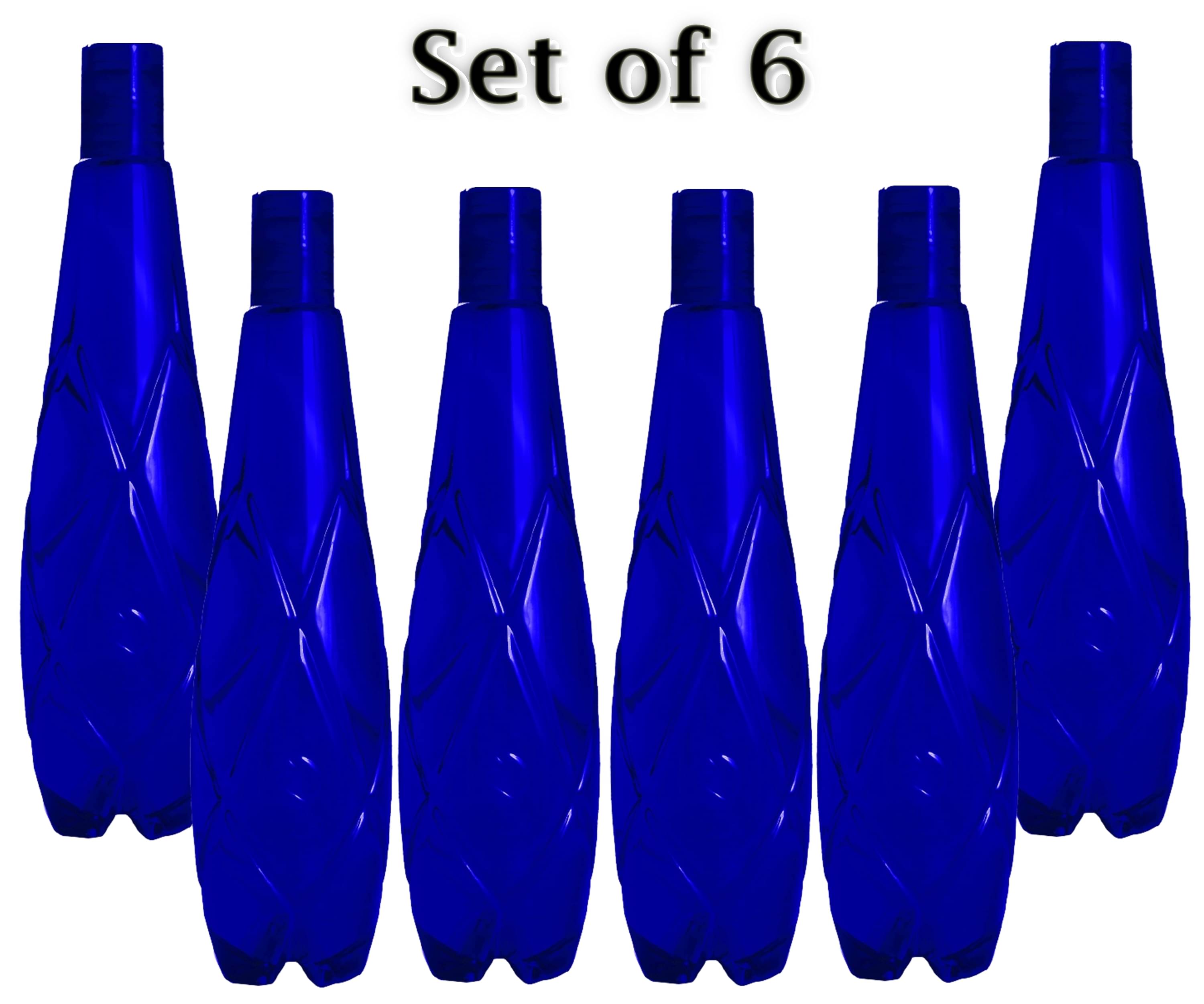     			Stysol Fridge Water Bottel Blue Plastic Fridge Water Bottle 1000 mL ( Set of 6 )