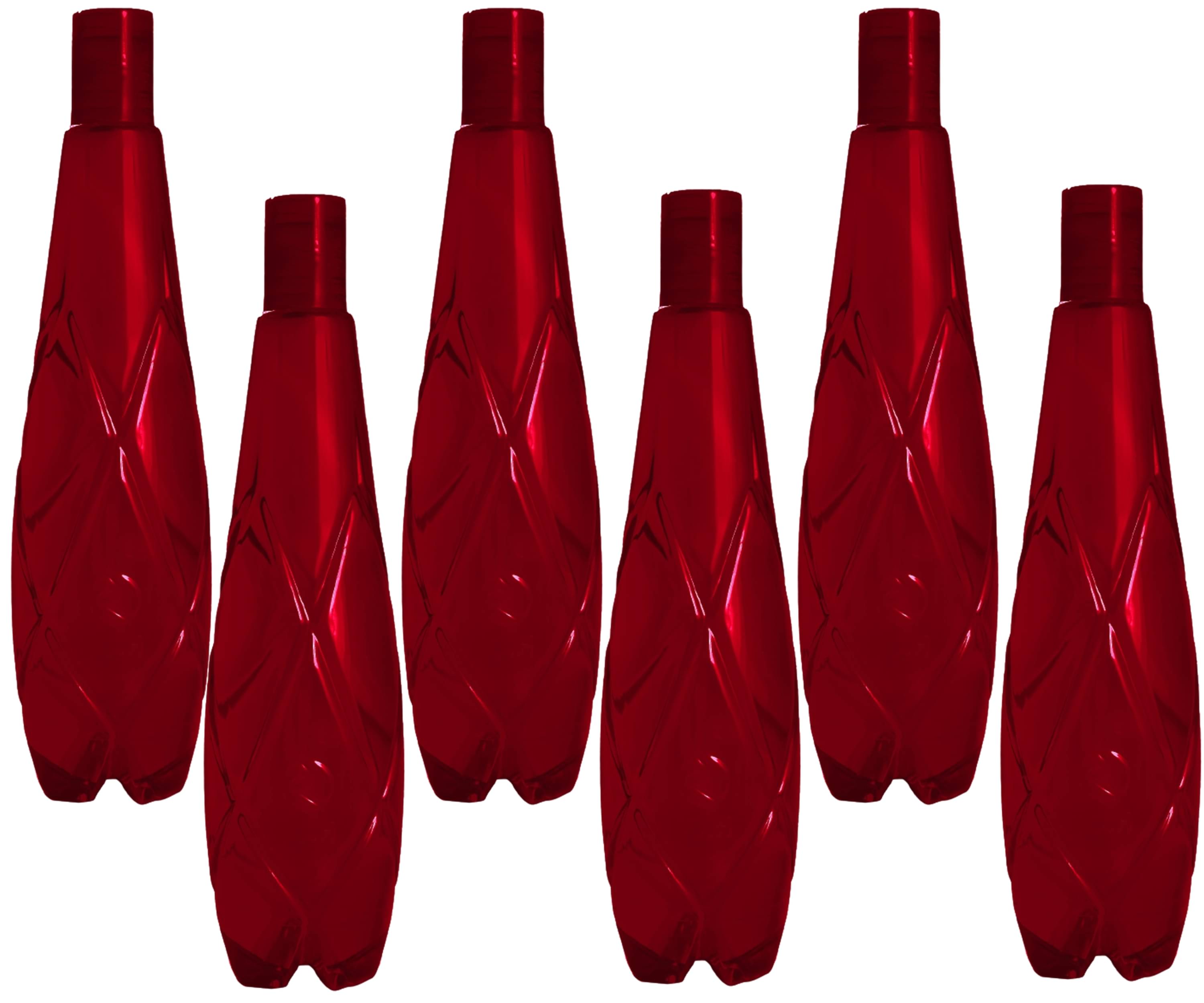     			Stysol Fridge Water Bottel Red Plastic Fridge Water Bottle 1000 mL ( Set of 6 )