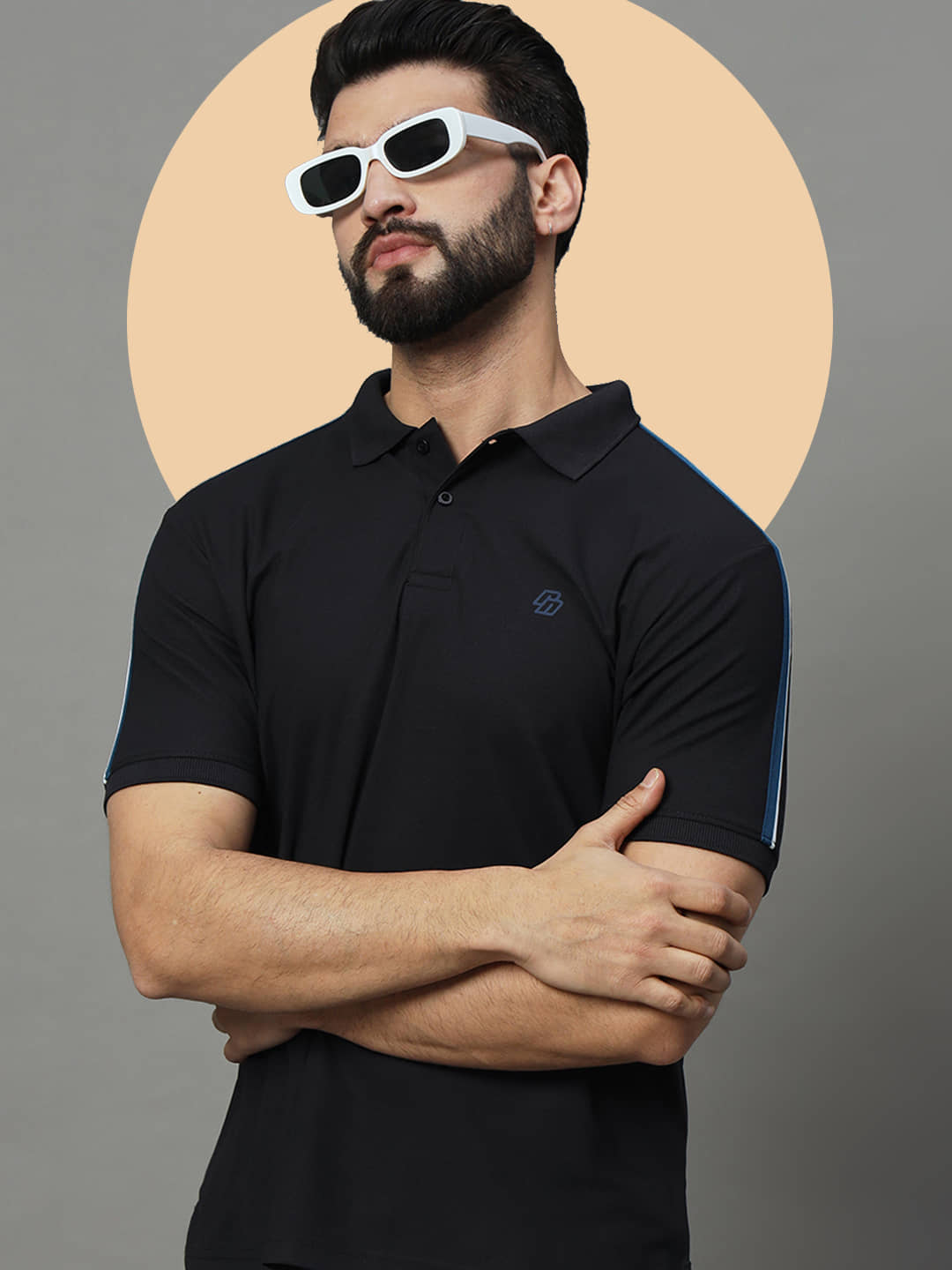 renuovo Pack of 1 Cotton Blend Regular Fit Solid Half Sleeves Men's Polo T Shirt ( Black )