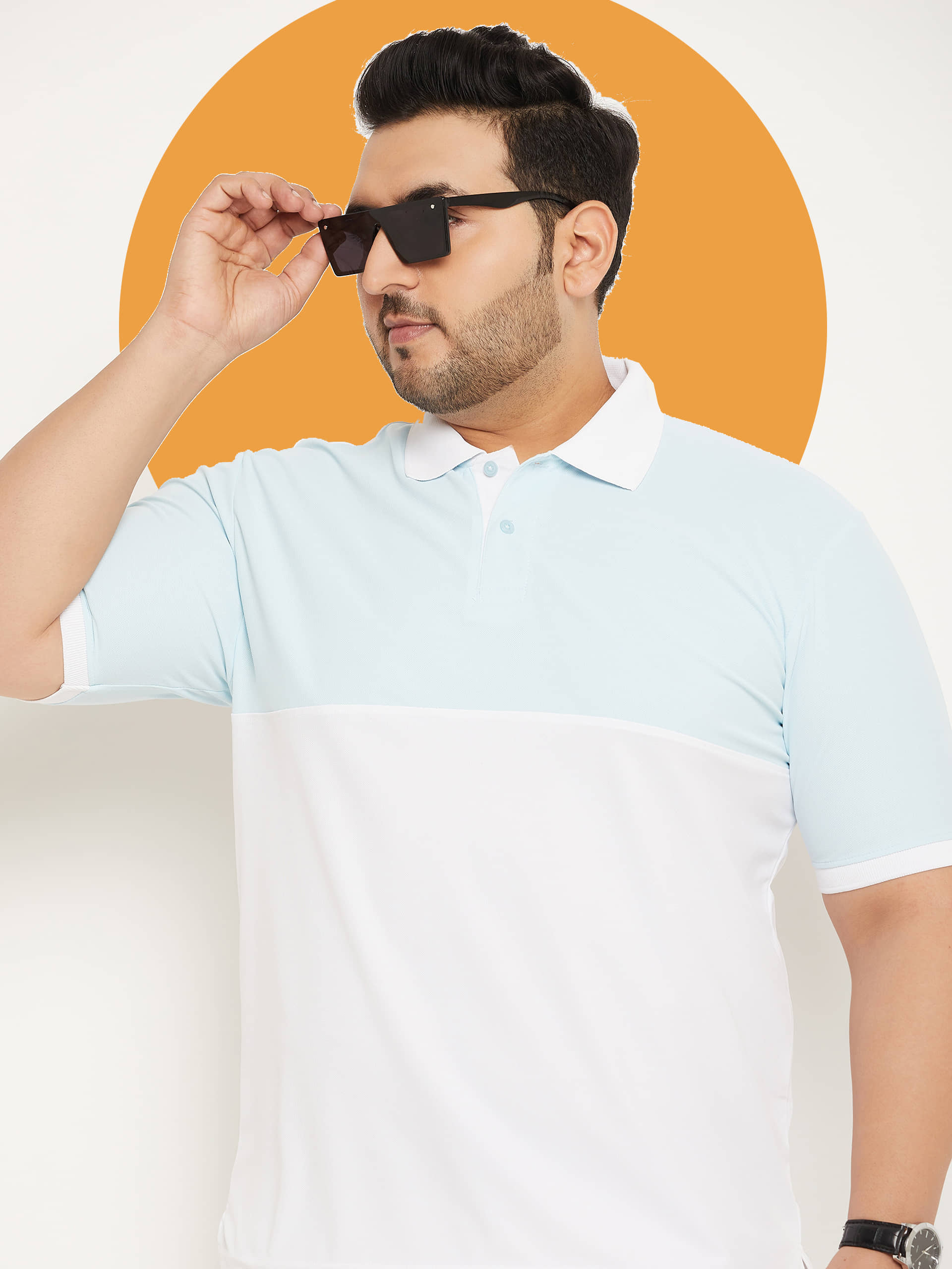 renuovo Pack of 1 Cotton Blend Regular Fit Colorblock Half Sleeves Men's Polo T Shirt ( White )