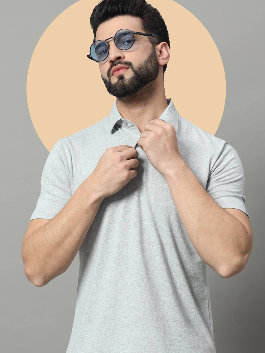    			renuovo Pack of 1 Cotton Blend Regular Fit Solid Half Sleeves Men's Polo T Shirt ( Grey )