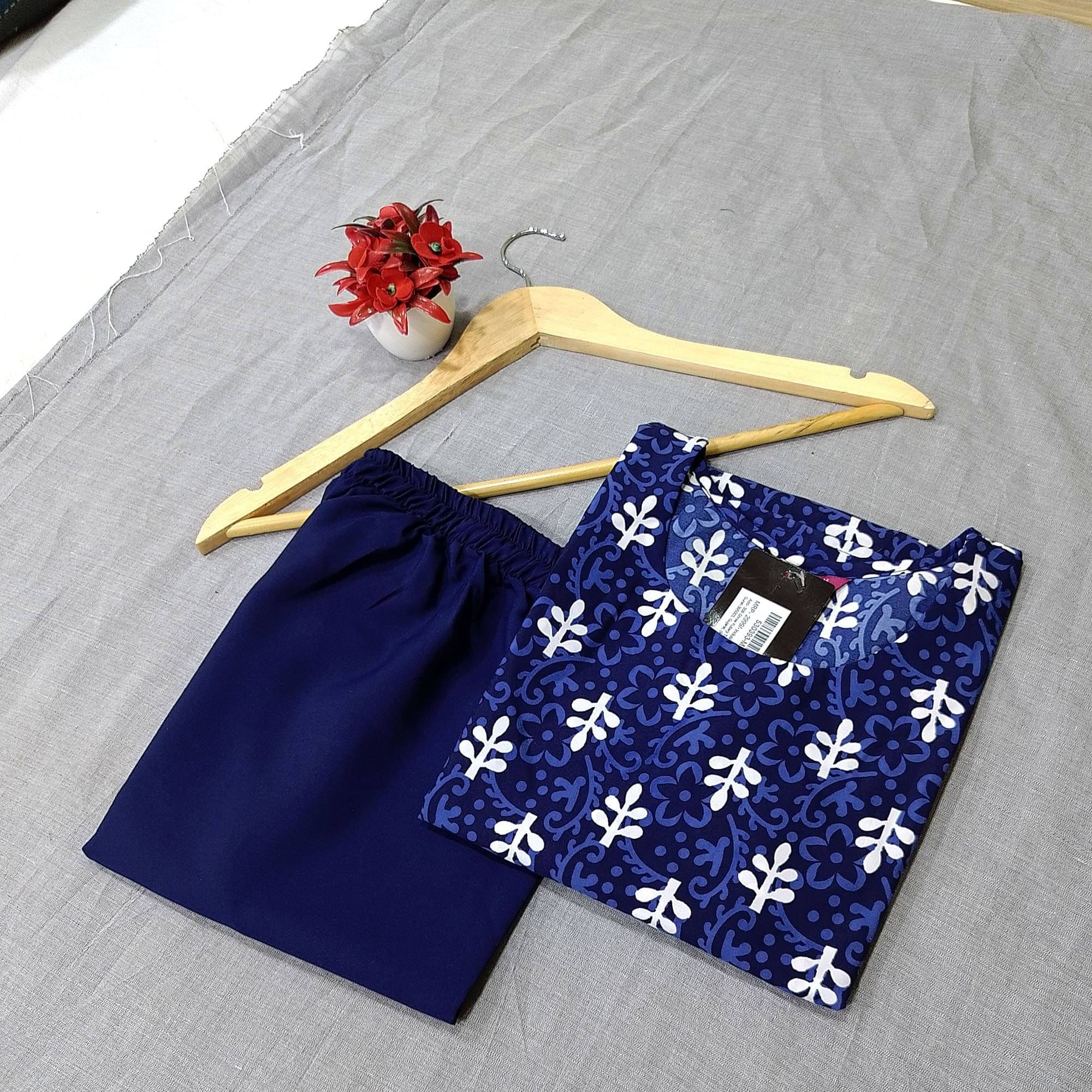 1 Stop Fashion Crepe Printed Kurti With Pants Women's Stitched Salwar Suit - Blue ( Pack of 1 )     			1 Stop Fashion Crepe Printed Kurti With Pants Women's Stitched Salwar Suit - Blue ( Pack of 1 )