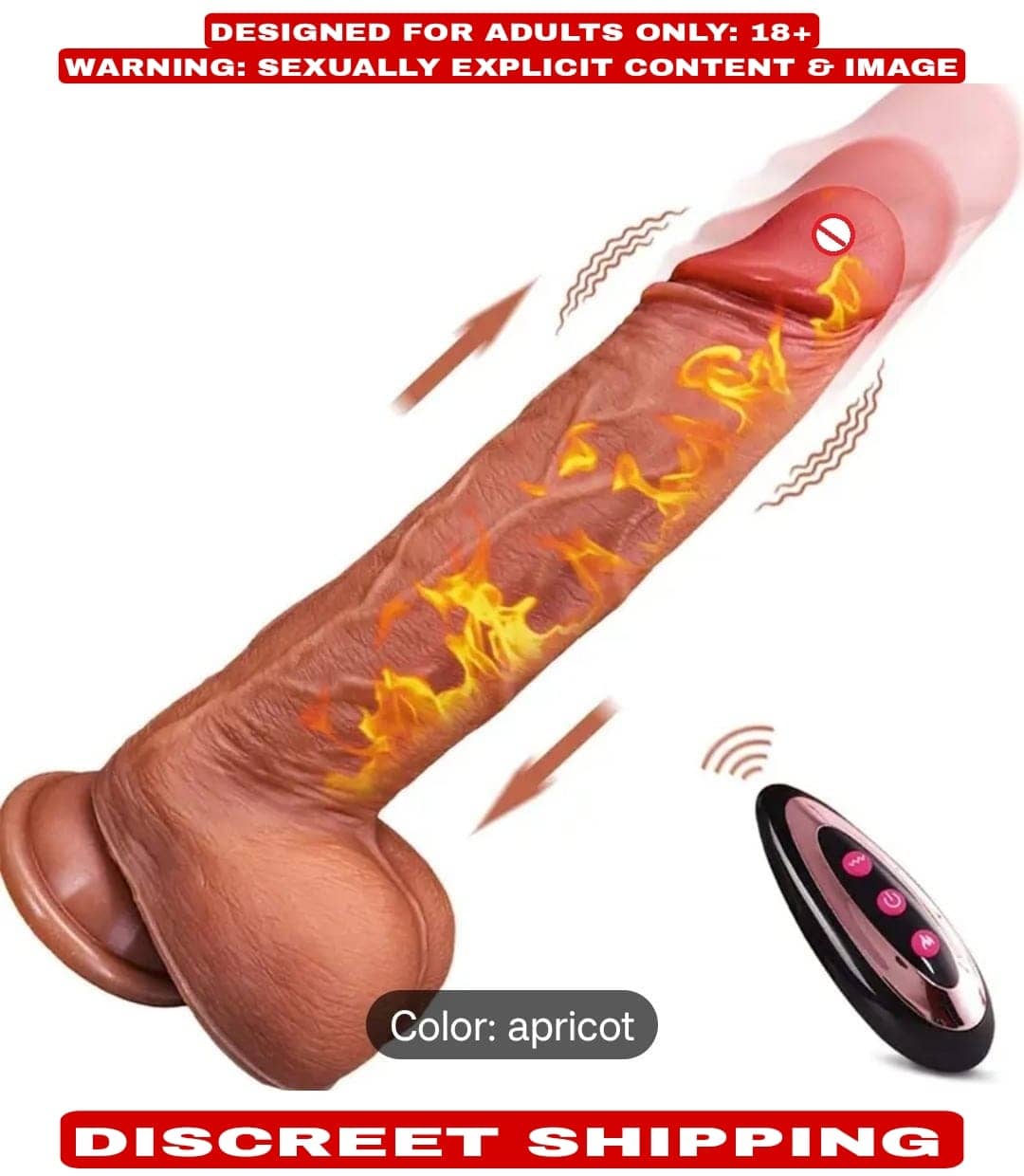 9.5" REALISTIC SILICONE TELESCOPIC SUCTION DILDO WITH HEATING AND REMOTE CONTROL FOR WOMEN BY KAMAHOUSE (LOW PRICE SEX TOYS)