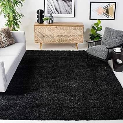     			ANABIA CARPET Black Polyester Carpet Plain 3x5 Ft