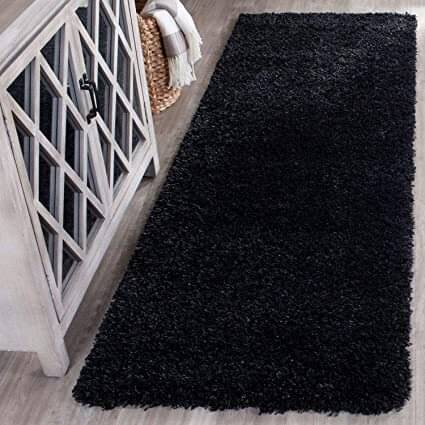     			ANABIA CARPET Black Polyester Carpet Plain 2x6 Ft