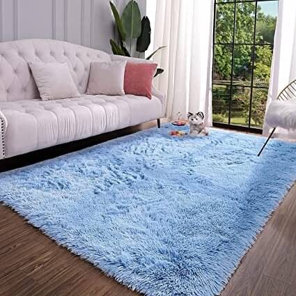     			ANABIA CARPET Blue Polyester Carpet Plain Other Sizes Ft