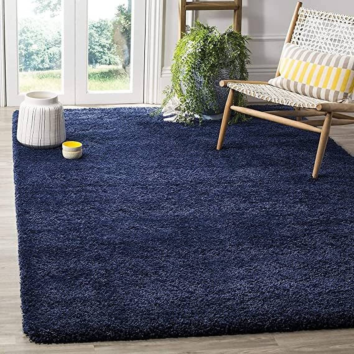     			ANABIA CARPET Blue Polyester Carpet Plain 3x5 Ft