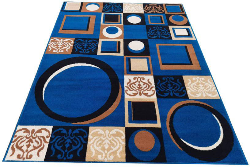     			ANABIA CARPET Blue Silk Carpet Geometrical 5x7 Ft