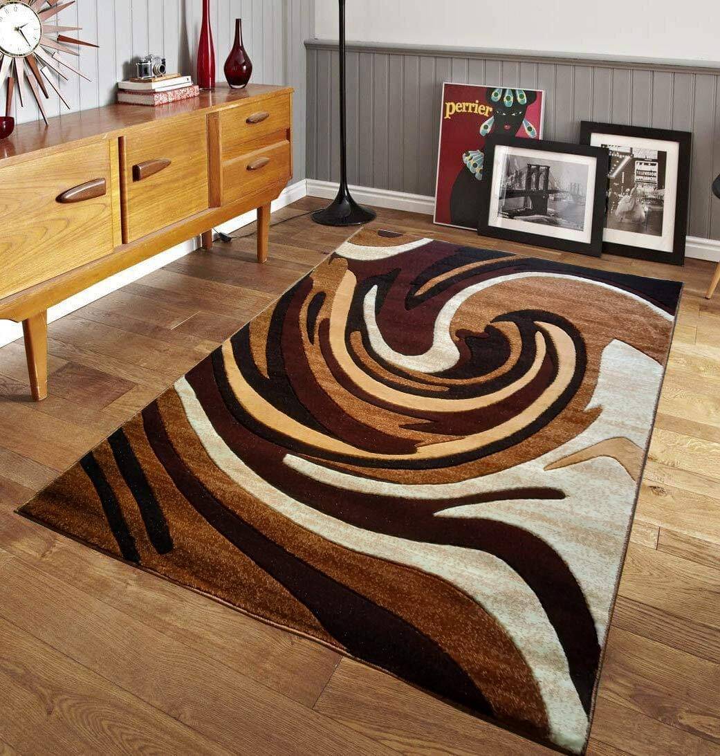     			ANABIA CARPET Brown Silk Carpet Geometrical 5x7 Ft